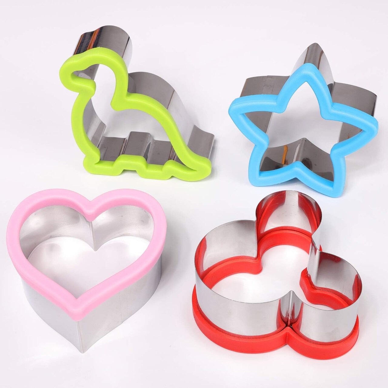 8 Pack Stainless Steel Sandwiches Cutter Dinosaur Heart Star Shapes for Kids